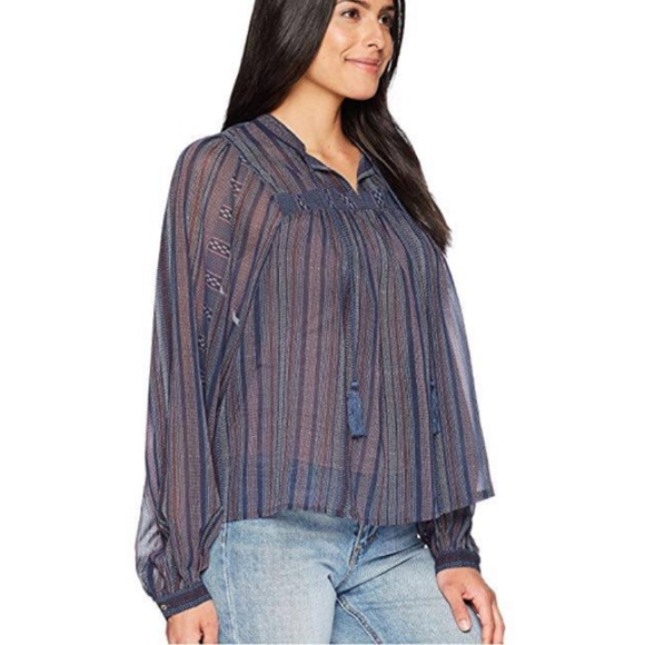Lucky brand BOHO shear long sleeve blouse - Picture 3 of 7